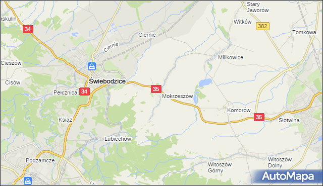 mapa Mokrzeszów, Mokrzeszów na mapie Targeo