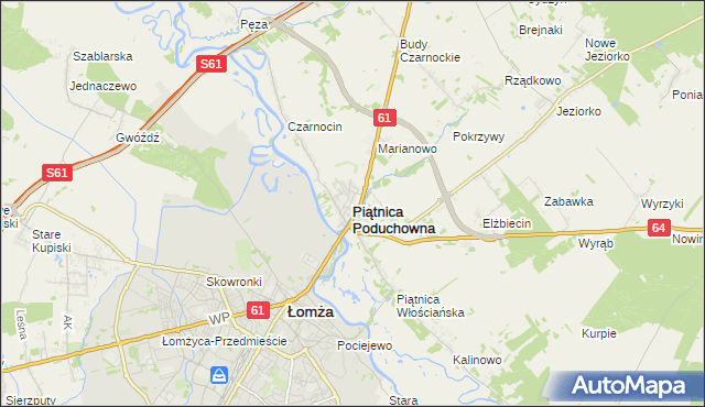 mapa Piątnica Poduchowna, Piątnica Poduchowna na mapie Targeo