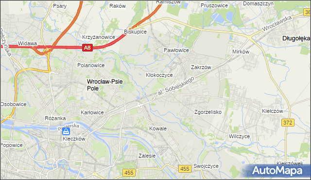 mapa Psie Pole gmina Wrocław, Psie Pole gmina Wrocław na mapie Targeo
