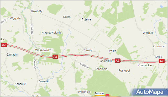 mapa Swory, Swory na mapie Targeo