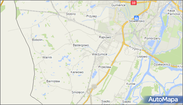 mapa Warzymice, Warzymice na mapie Targeo