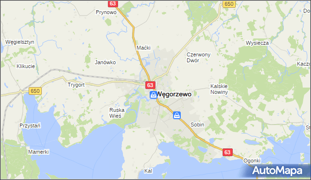 mapa Węgorzewo, Węgorzewo na mapie Targeo