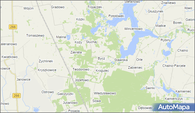 mapa Bycz gmina Piotrków Kujawski, Bycz gmina Piotrków Kujawski na mapie Targeo