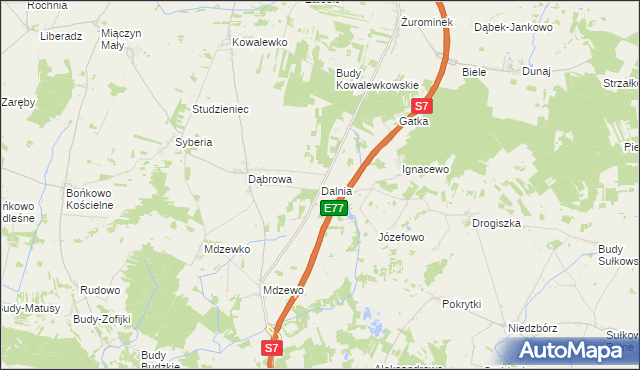 mapa Dalnia gmina Strzegowo, Dalnia gmina Strzegowo na mapie Targeo