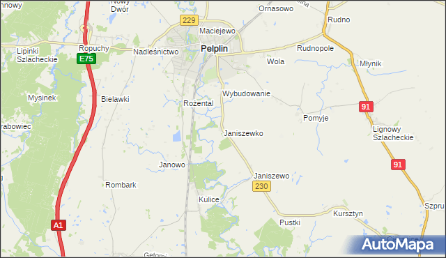 mapa Janiszewko, Janiszewko na mapie Targeo
