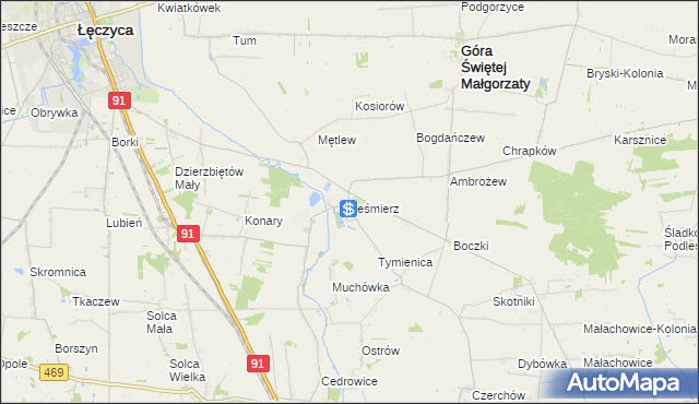 mapa Leśmierz, Leśmierz na mapie Targeo