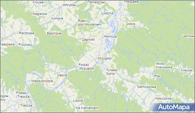 mapa Mrzygłód gmina Sanok, Mrzygłód gmina Sanok na mapie Targeo