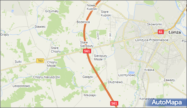 mapa Sierzputy Młode, Sierzputy Młode na mapie Targeo