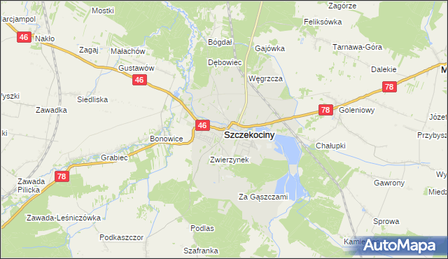 mapa Szczekociny, Szczekociny na mapie Targeo