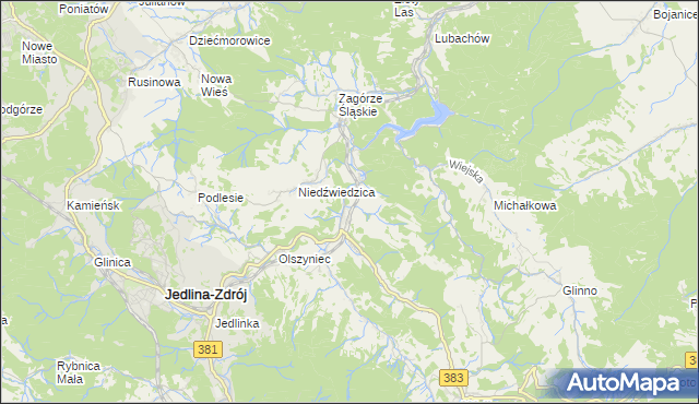 mapa Jugowice gmina Walim, Jugowice gmina Walim na mapie Targeo