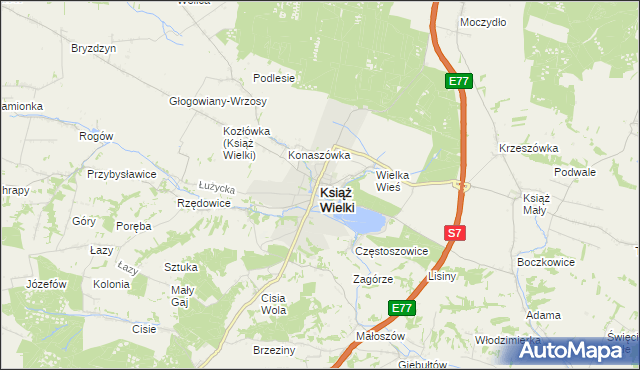 mapa Książ Wielki, Książ Wielki na mapie Targeo