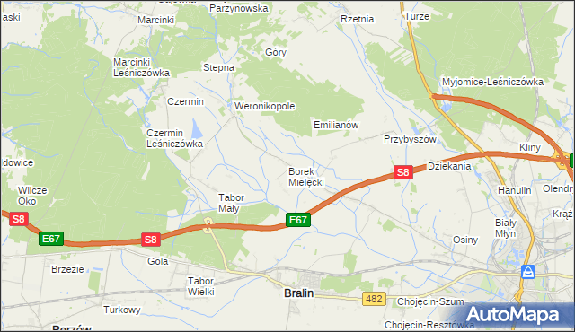 mapa Borek Mielęcki, Borek Mielęcki na mapie Targeo