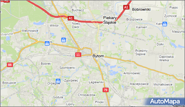 mapa Bytomia, Bytom na mapie Targeo