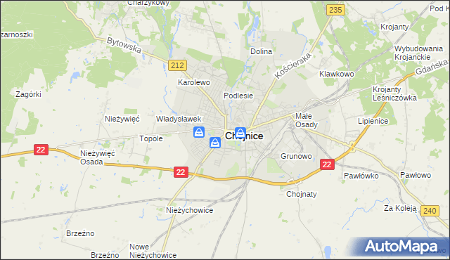 mapa Chojnic, Chojnice na mapie Targeo