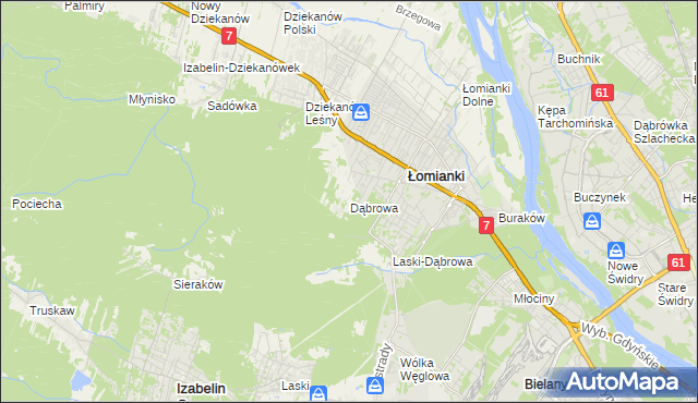 mapa Dąbrowa gmina Łomianki, Dąbrowa gmina Łomianki na mapie Targeo