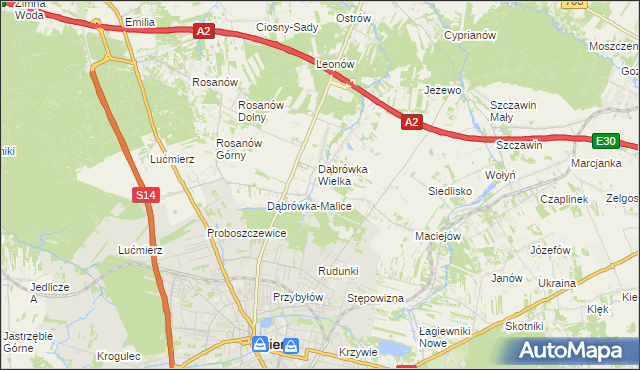 mapa Dąbrówka-Sowice, Dąbrówka-Sowice na mapie Targeo
