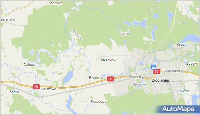 mapa Darskowo gmina Złocieniec, Darskowo gmina Złocieniec na mapie Targeo