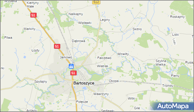 mapa Falczewo, Falczewo na mapie Targeo