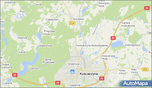 mapa Kościerzyna-Wybudowanie, Kościerzyna-Wybudowanie na mapie Targeo