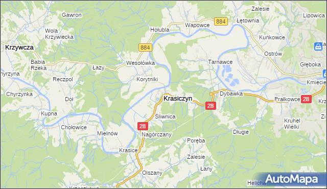 mapa Krasiczyn, Krasiczyn na mapie Targeo