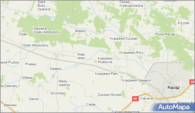 mapa Kraszewo Podborne, Kraszewo Podborne na mapie Targeo