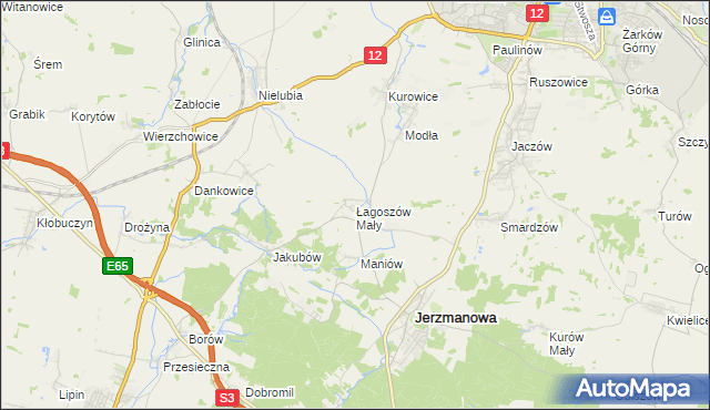 mapa Łagoszów Mały, Łagoszów Mały na mapie Targeo