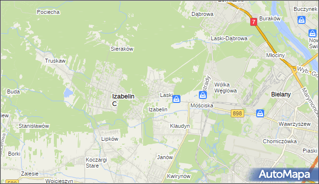 mapa Laski gmina Izabelin, Laski gmina Izabelin na mapie Targeo