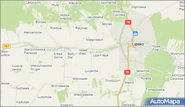 mapa Lipa-Krępa, Lipa-Krępa na mapie Targeo