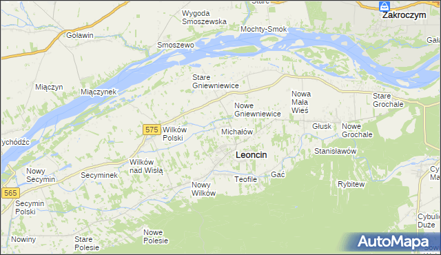 mapa Michałów gmina Leoncin, Michałów gmina Leoncin na mapie Targeo