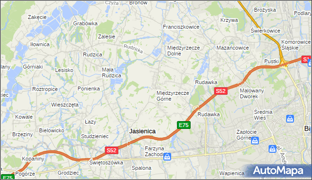 mapa Międzyrzecze Górne, Międzyrzecze Górne na mapie Targeo