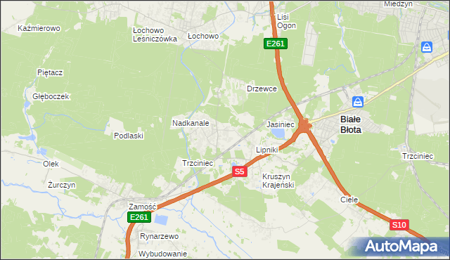 mapa Murowaniec gmina Białe Błota, Murowaniec gmina Białe Błota na mapie Targeo