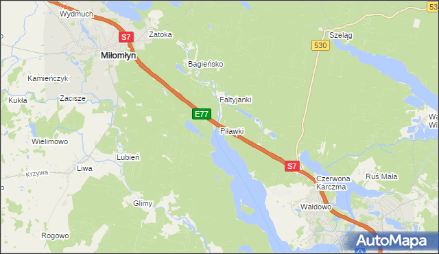 mapa Piławki, Piławki na mapie Targeo