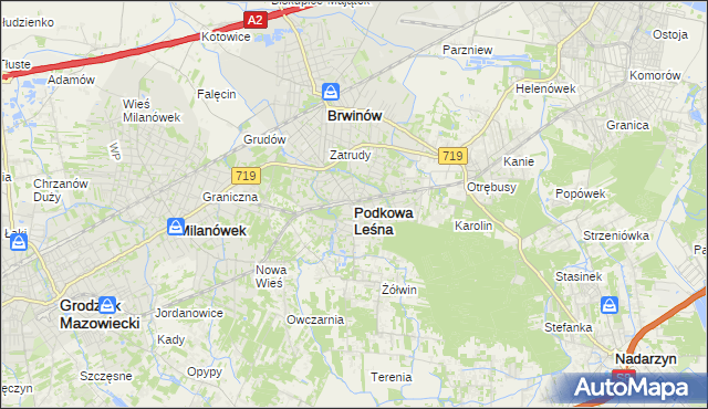 mapa Podkowa Leśna, Podkowa Leśna na mapie Targeo