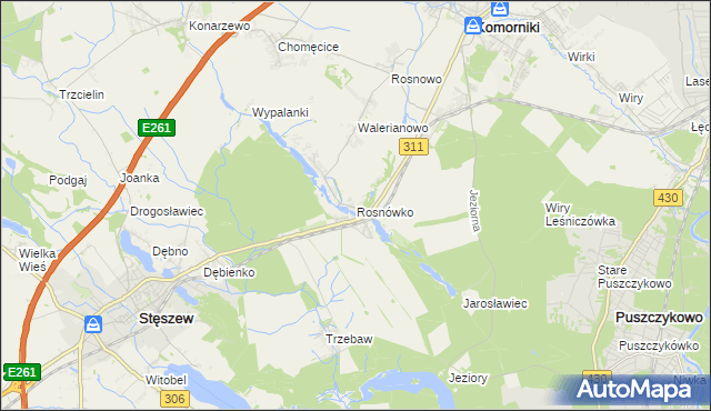 mapa Rosnówko gmina Komorniki, Rosnówko gmina Komorniki na mapie Targeo