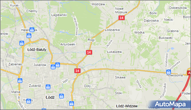 mapa Różki gmina Łódź, Różki gmina Łódź na mapie Targeo