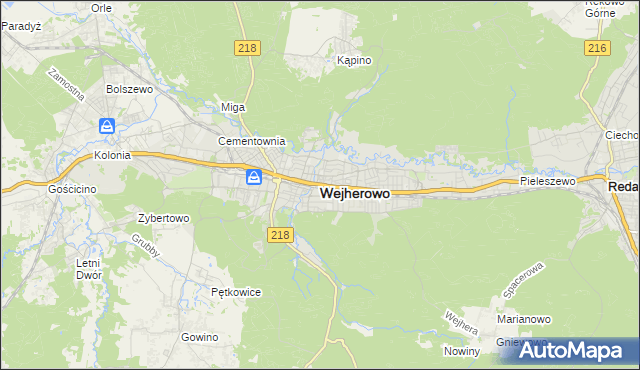 mapa Wejherowo, Wejherowo na mapie Targeo