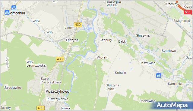 mapa Wiórek, Wiórek na mapie Targeo