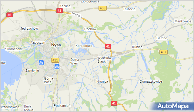 mapa Wyszków Śląski, Wyszków Śląski na mapie Targeo