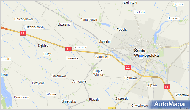 mapa Żabikowo, Żabikowo na mapie Targeo