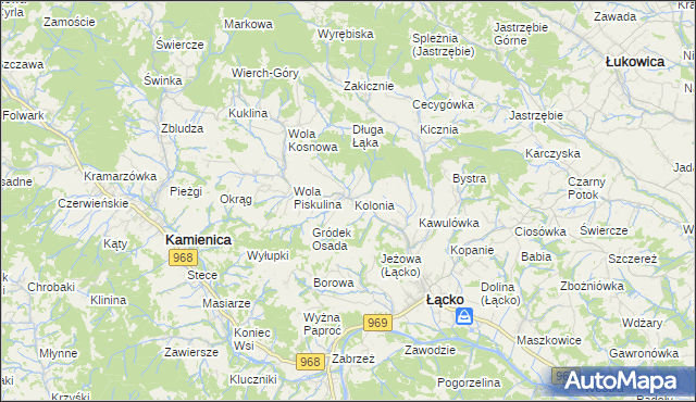 mapa Zagorzyn gmina Łącko, Zagorzyn gmina Łącko na mapie Targeo