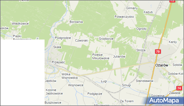 mapa Polesie Mikułowskie, Polesie Mikułowskie na mapie Targeo