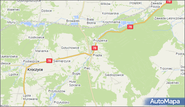 mapa Pradła, Pradła na mapie Targeo