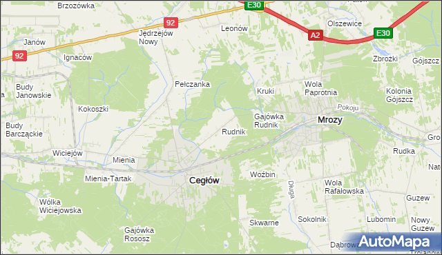 mapa Rudnik gmina Cegłów, Rudnik gmina Cegłów na mapie Targeo