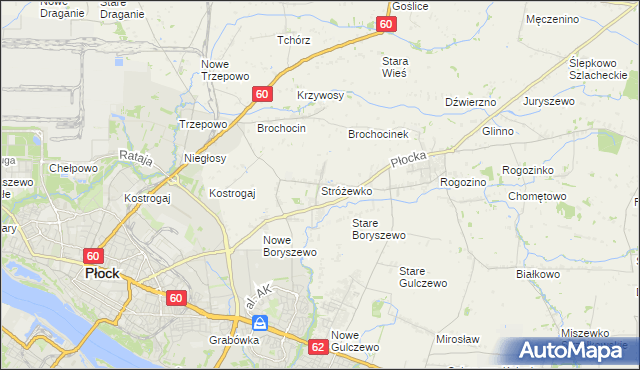 mapa Stróżewko gmina Radzanowo, Stróżewko gmina Radzanowo na mapie Targeo