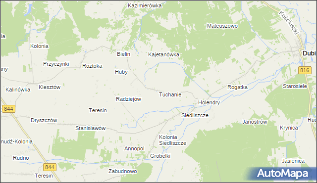 mapa Tuchanie, Tuchanie na mapie Targeo