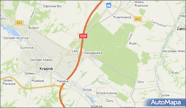 mapa Kraśnik powiat kraśnicki, Kraśnik powiat kraśnicki na mapie Targeo