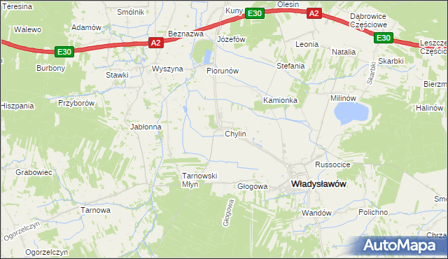 mapa Chylin gmina Władysławów, Chylin gmina Władysławów na mapie Targeo