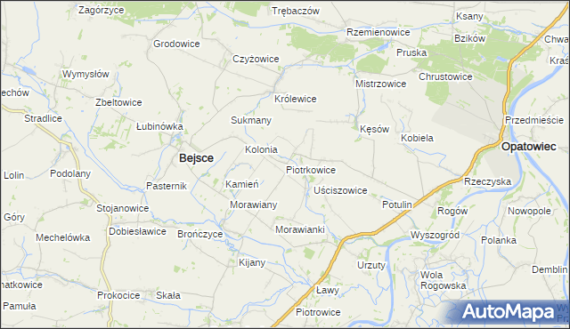 mapa Piotrkowice gmina Bejsce, Piotrkowice gmina Bejsce na mapie Targeo