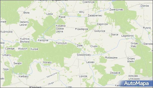 mapa Złote, Złote na mapie Targeo