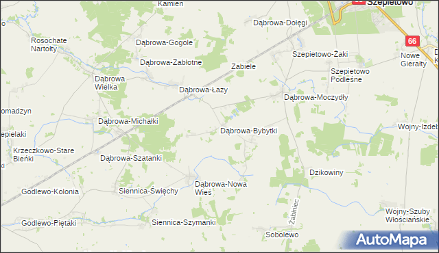 mapa Dąbrowa-Bybytki, Dąbrowa-Bybytki na mapie Targeo